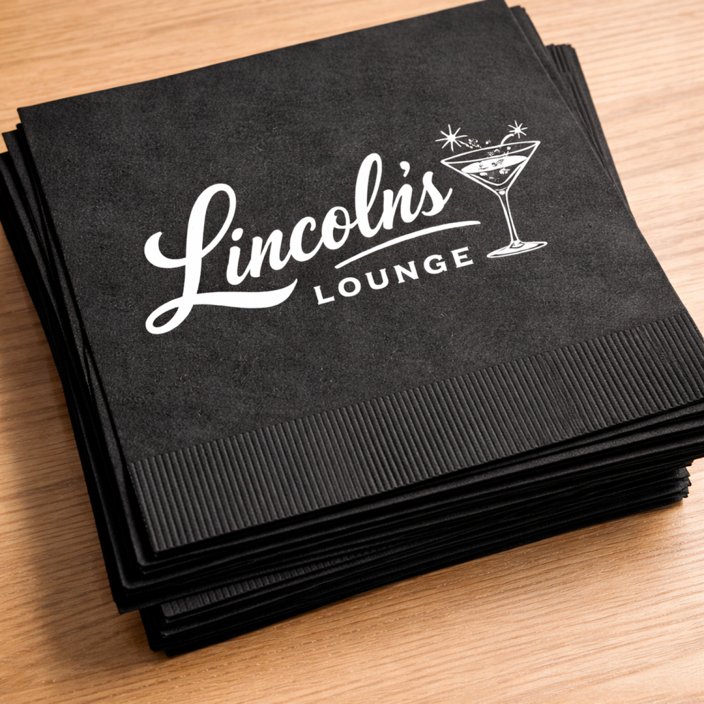 Personalised paper napkins in various sizes and fold configurations